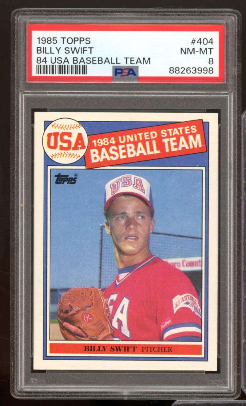 Billy Swift Rookie Card 1985 Topps #404 PSA 8 Image 1