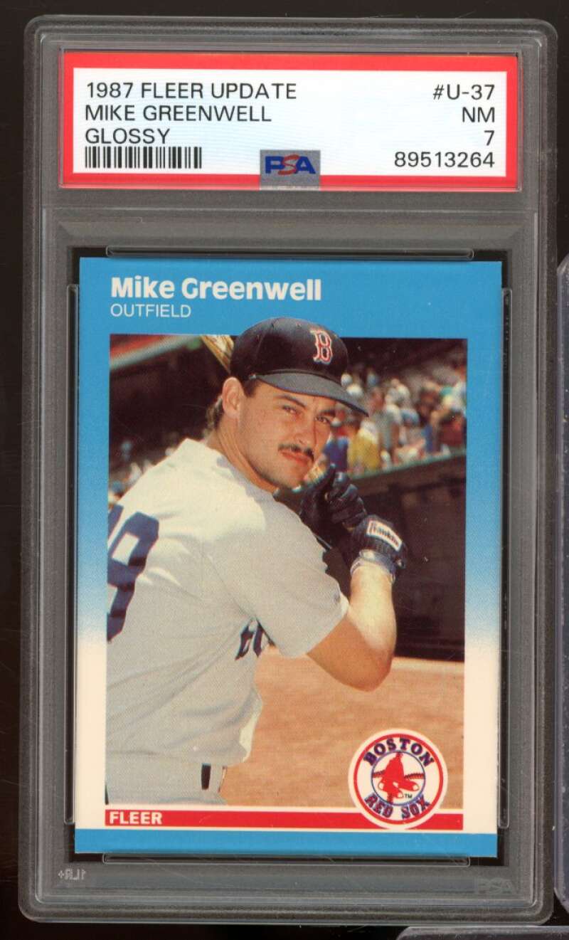 Mike Greenwell Rookie Card 1987 Fleer Update Glossy #U-37 PSA 7 Image 1