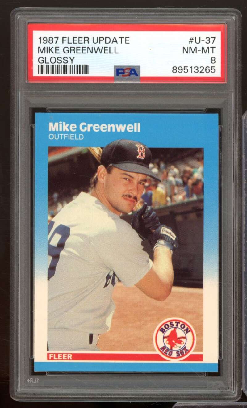 Mike Greenwell Rookie Card 1987 Fleer Update Glossy #U-37 PSA 8 Image 1