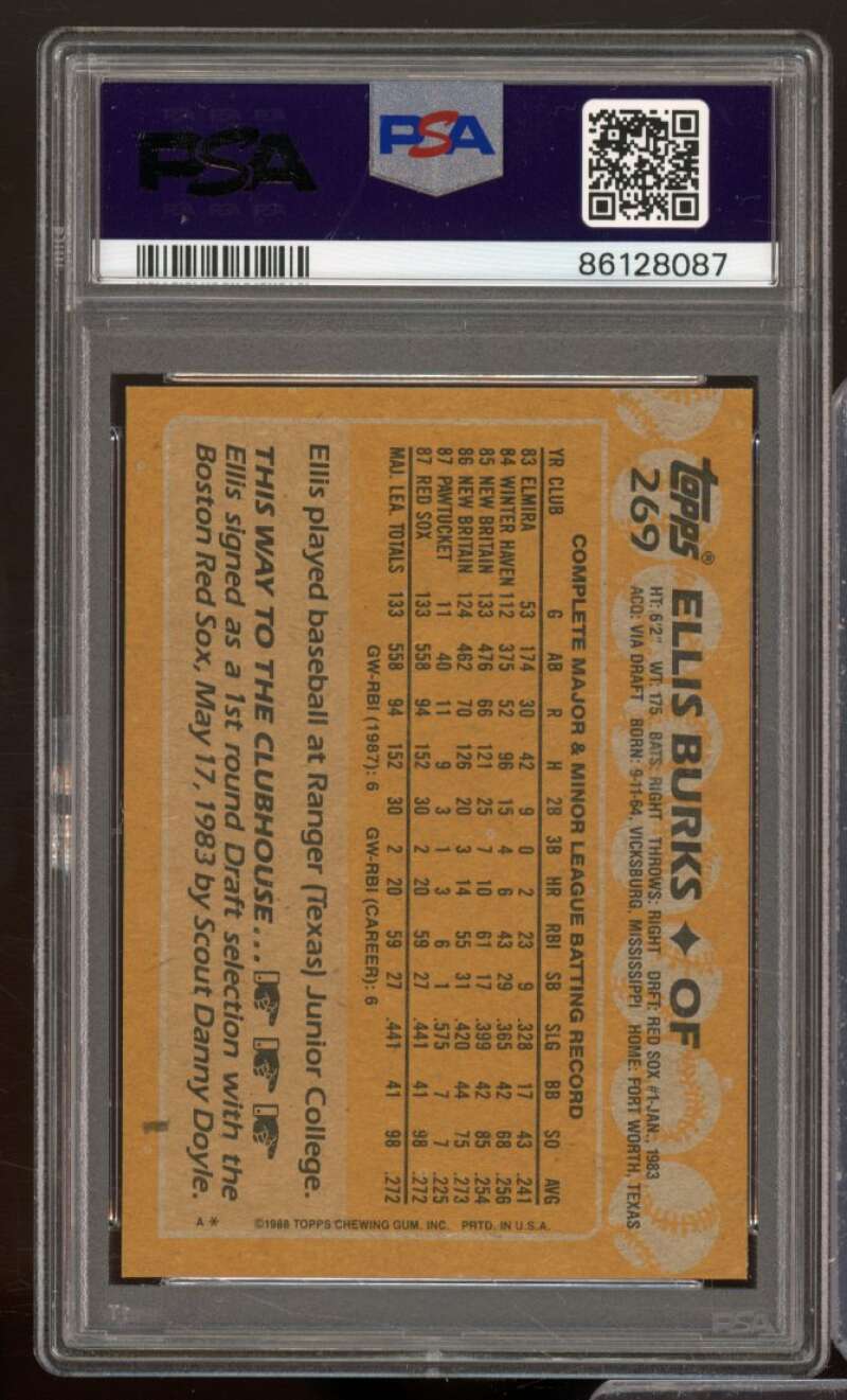 Ellis Burks Rookie Card 1988 Topps #269 PSA 9 Image 2