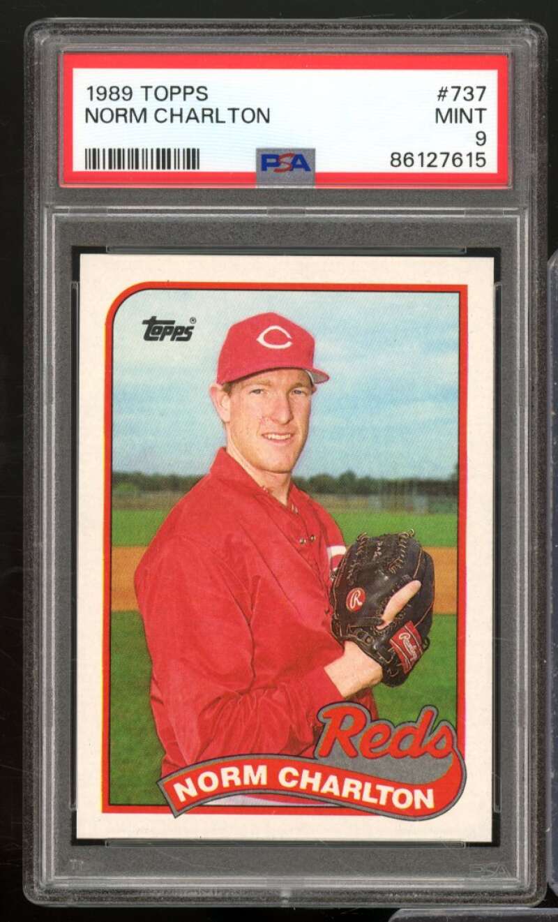 Norm Charlton Rookie Card 1989 Topps #737 PSA 9 Image 1