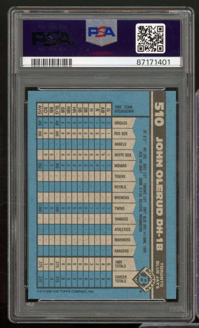 John Olerud Rookie Card 1990 Bowman #510 PSA 9 Image 2