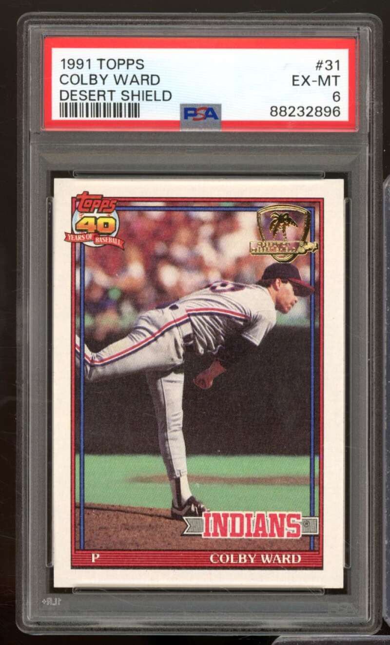 Colby Ward Rookie Card 1991 Topps Desert Shield #31 PSA 6 Image 1