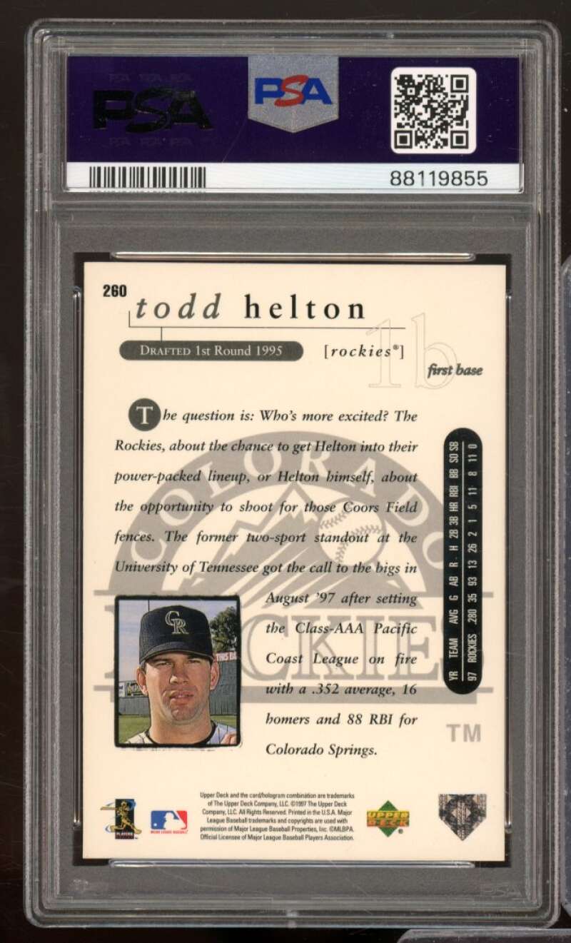 Todd Helton Card 1998 Upper Deck #260 PSA 8 Image 2