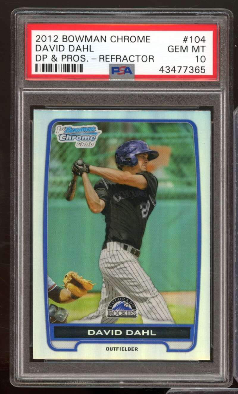 David Dahl Rookie Card 2012 Bowman Chrome Refractor #104 PSA 10 Image 1