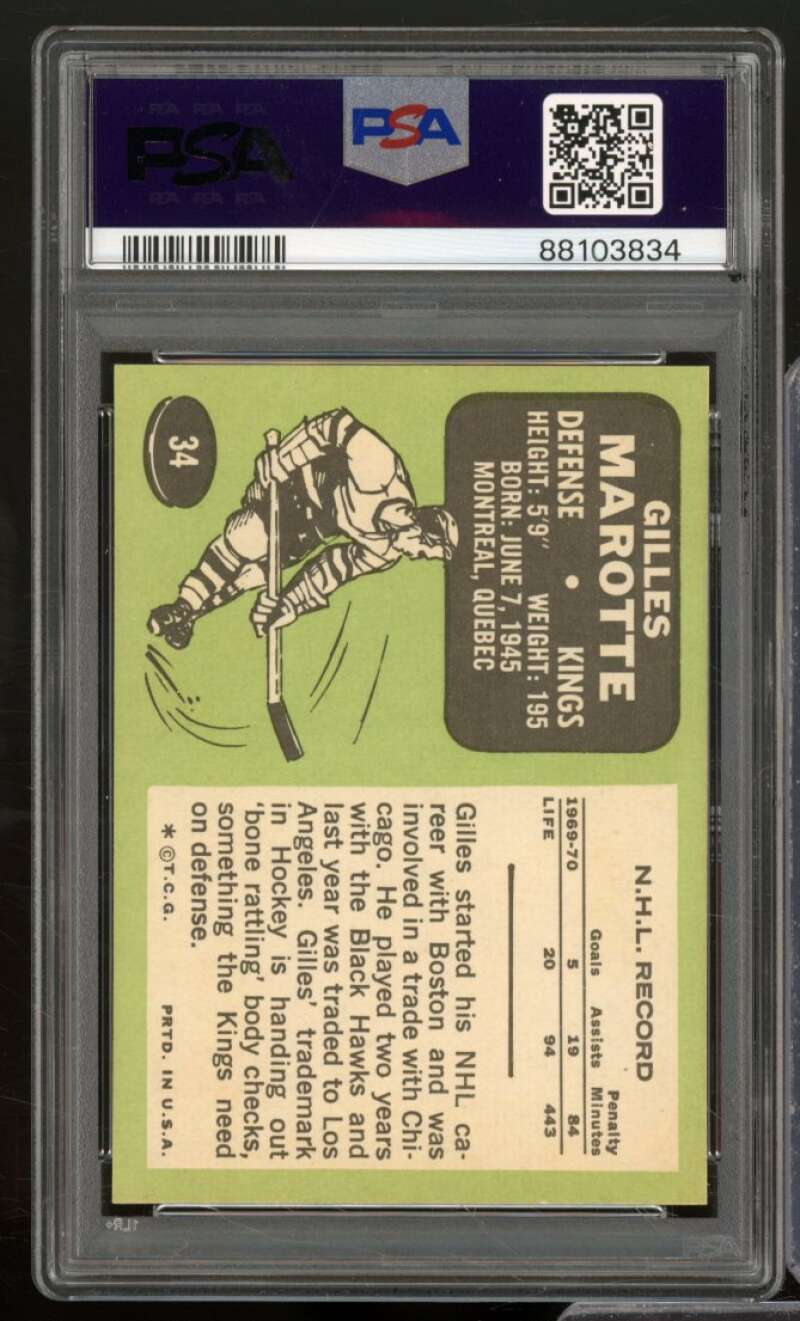 Gilles Marotte Card 1970-71 Topps #34 PSA 6 Image 2