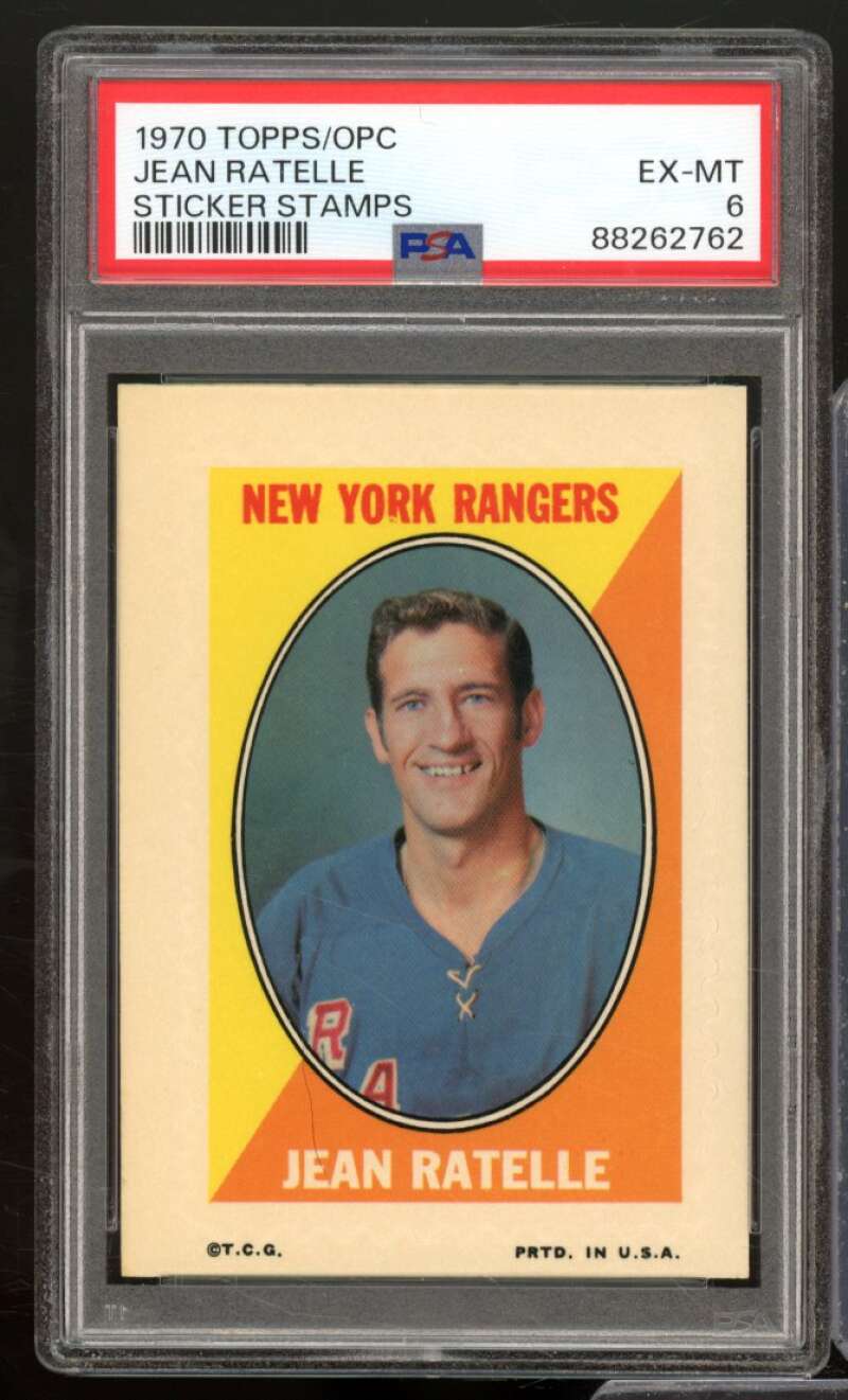 Jean Ratelle Card 1970-71 Topps/O-Pee-Chee Sticker Stamps PSA 6 Image 1