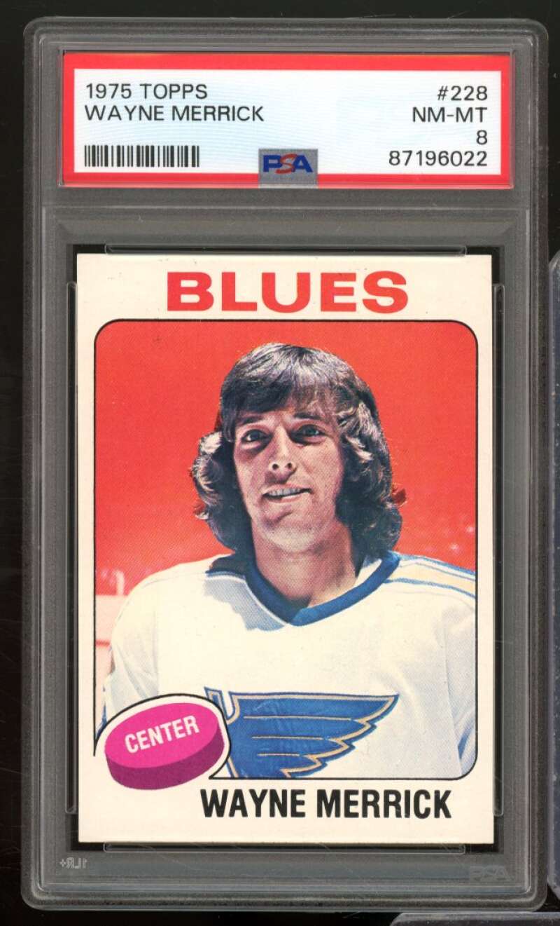 Wayne Merrick Card 1975-76 Topps #228 PSA 8 Image 1