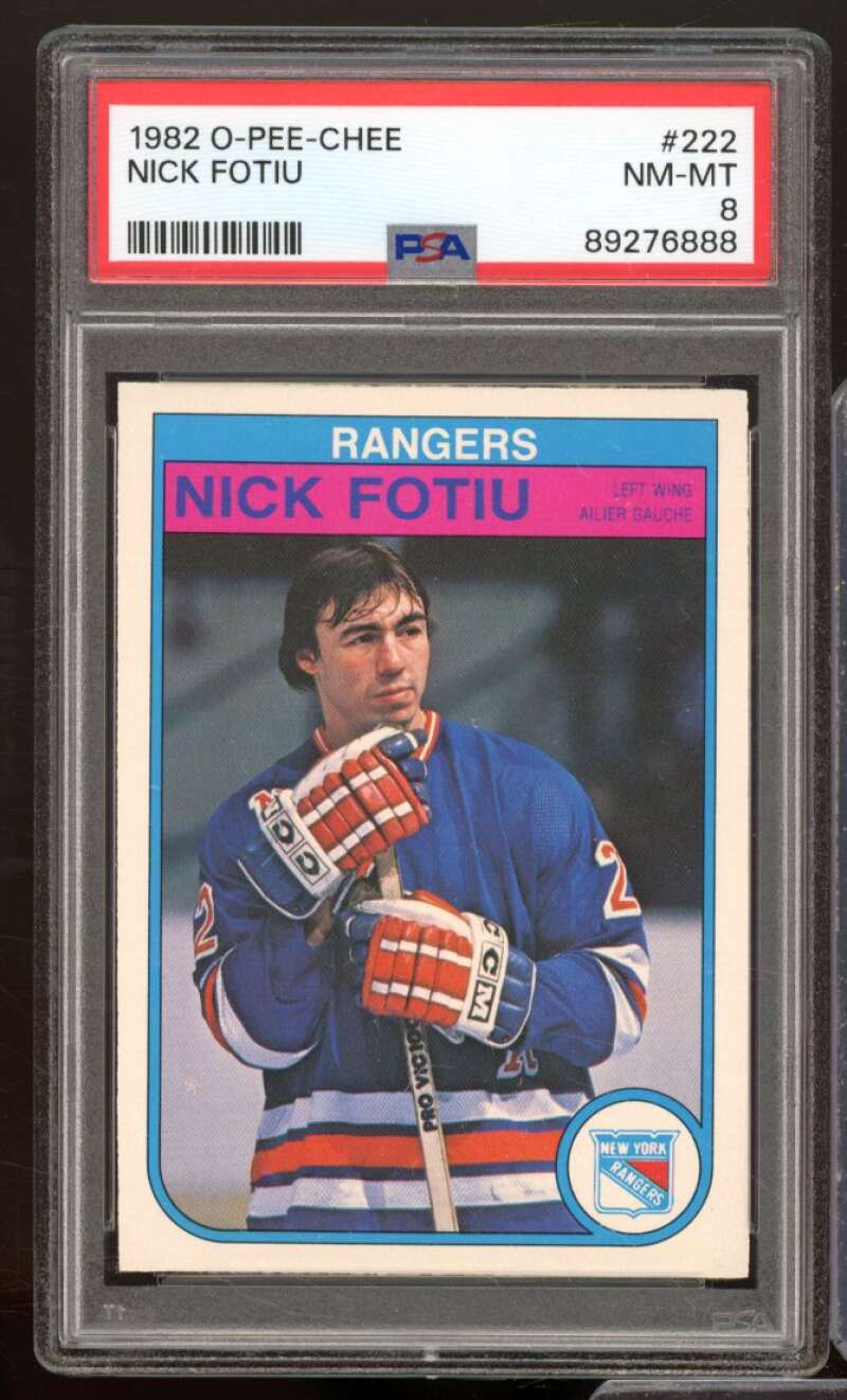 Nick Fotiu Card 1982-83 O-Pee-Chee #222 PSA 8 Image 1