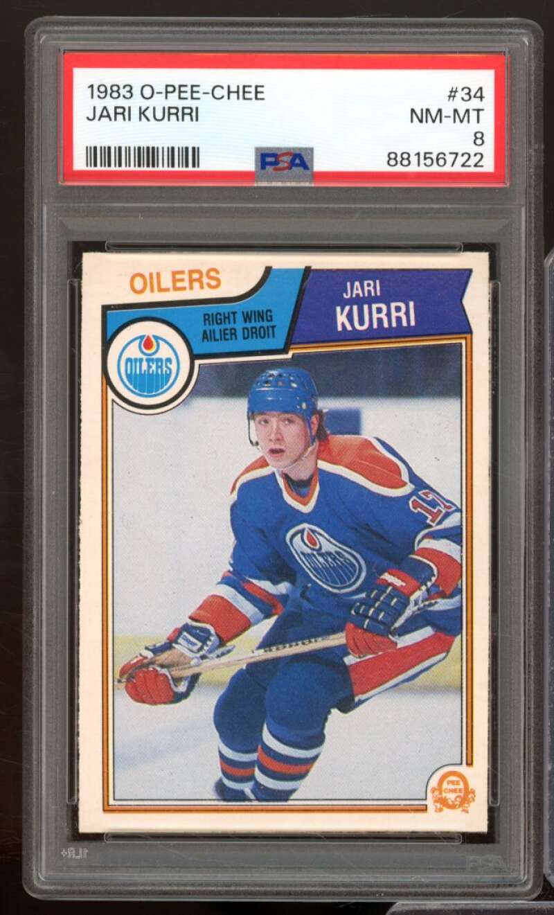 Jari Kurri Card 1983-84 O-Pee-Chee #34 PSA 8 Image 1