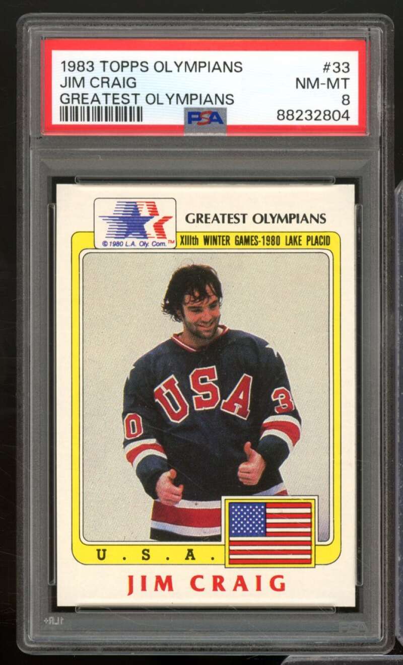 Jim Craig Card 1983 Topps Olympians Greatest Olympiaans #33 PSA 8 Image 1