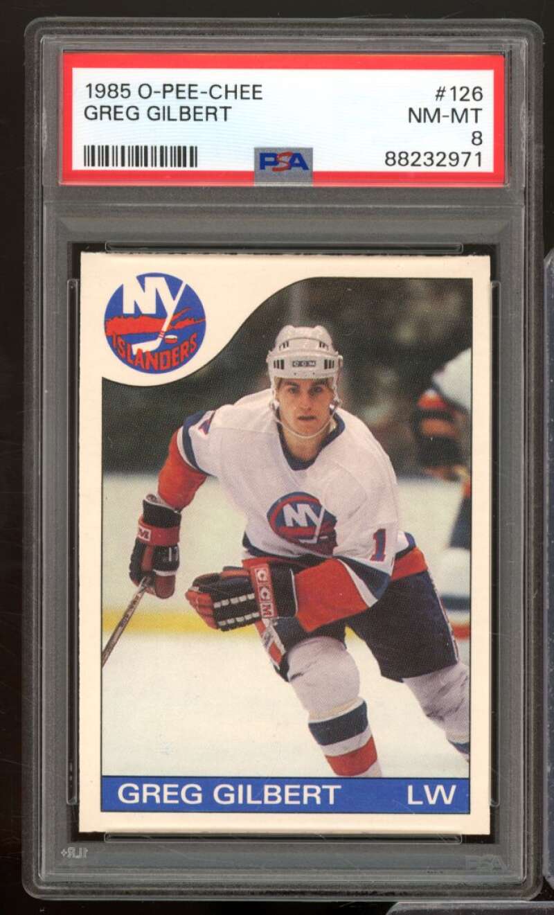 Greg Gilbert Card 1985-86 O-Pee-Chee #126 PSA 8 Image 1