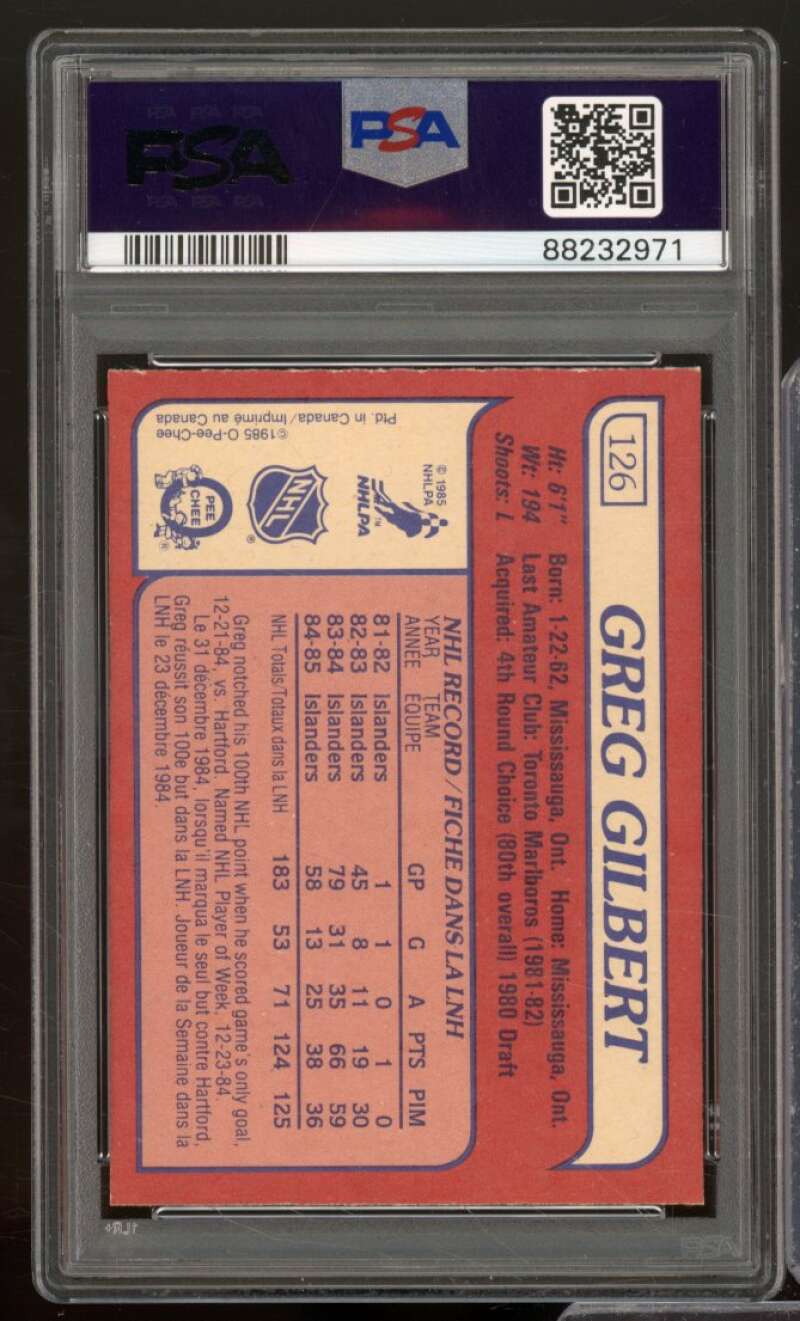 Greg Gilbert Card 1985-86 O-Pee-Chee #126 PSA 8 Image 2