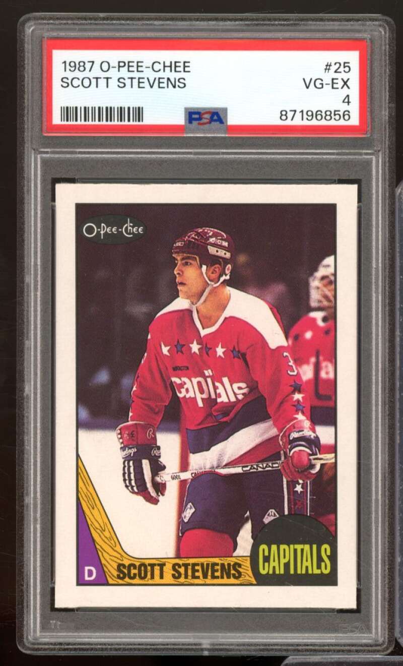 Scott Stevens Card 1987-88 O-Pee-Chee #25 PSA 4 Image 1