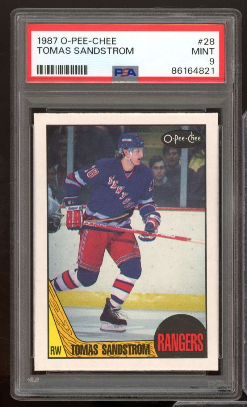 Tomas Sandstrom Card 1987-88 O-Pee-Chee #28 PSA 9 Image 1