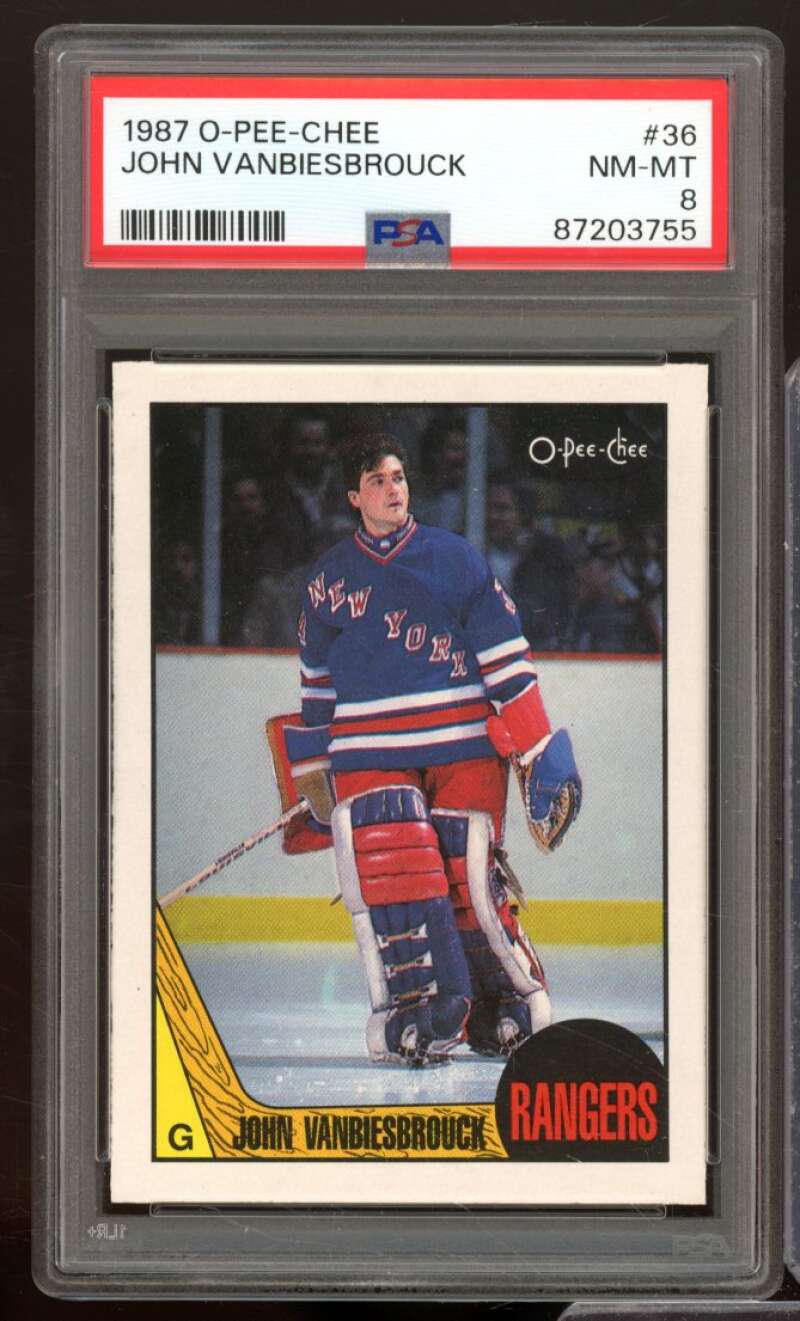 John Vanbiesbrouck Card 1987-88 O-Pee-Chee #36 PSA 8 Image 1