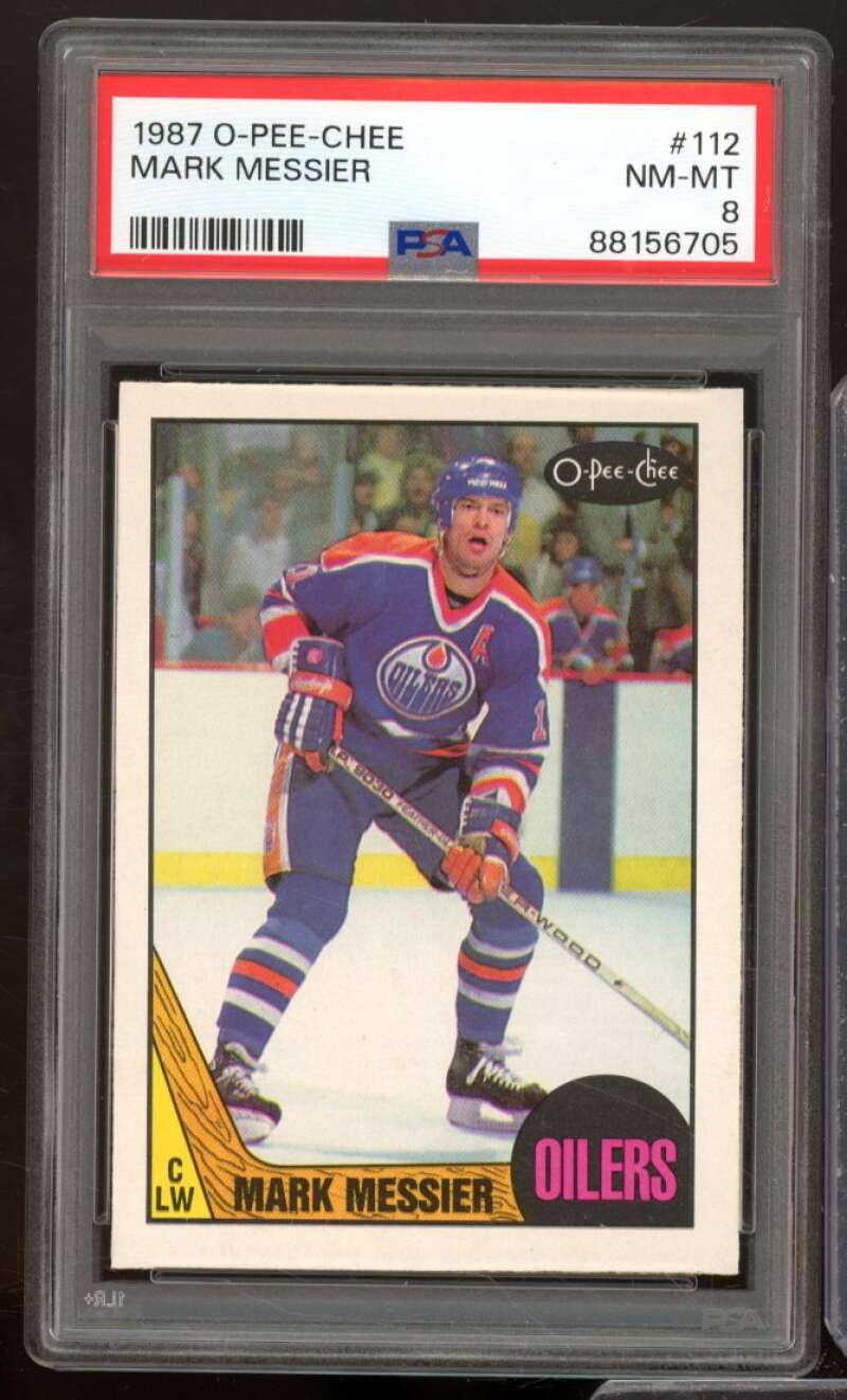 Mark Messier Card 1987-88 O-Pee-Chee #112 PSA 8 Image 1