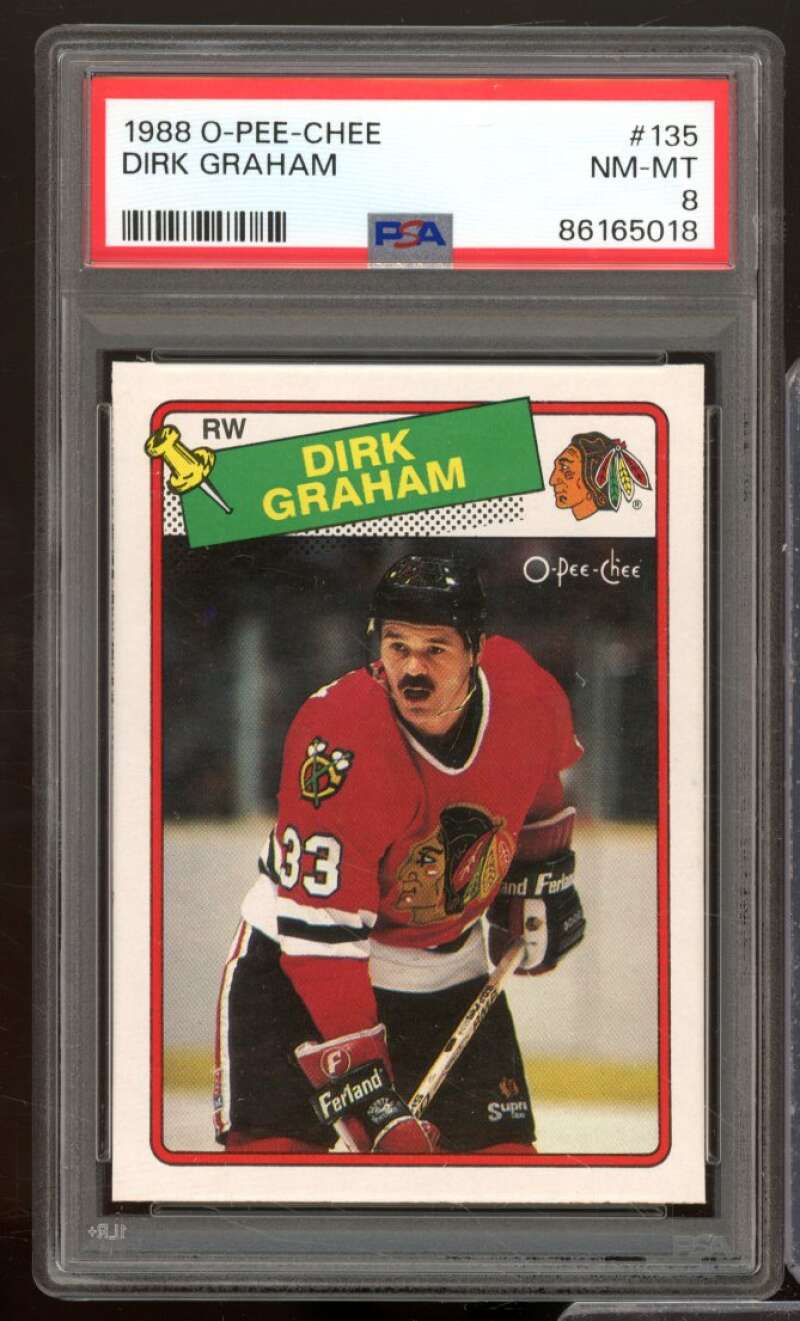 Dirk Graham Card 1988-89 O-Pee-Chee #135 PSA 8 Image 1