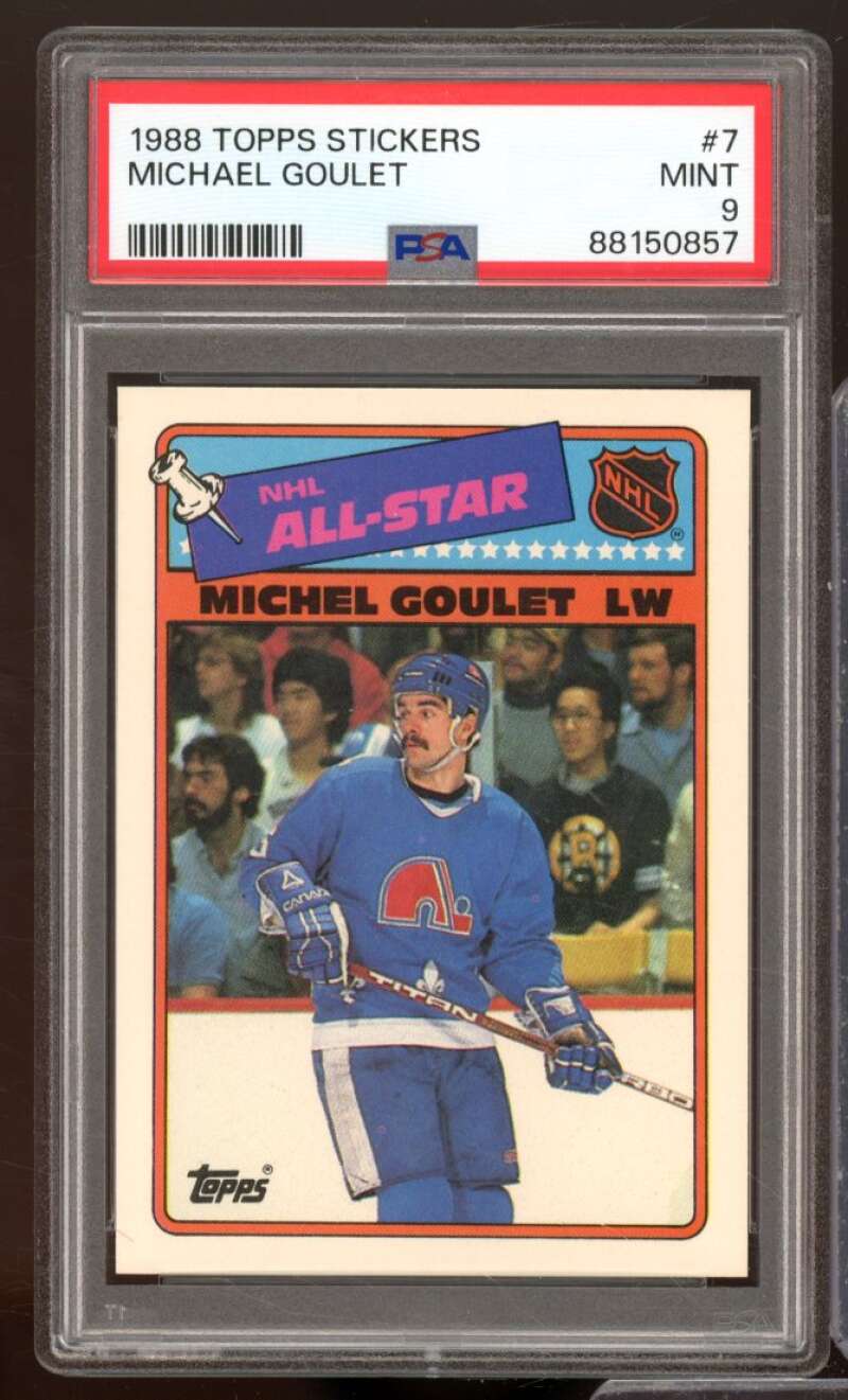 Michael Goulet Card 1988-89 Topps Stickers #7 PSA 9 Image 1