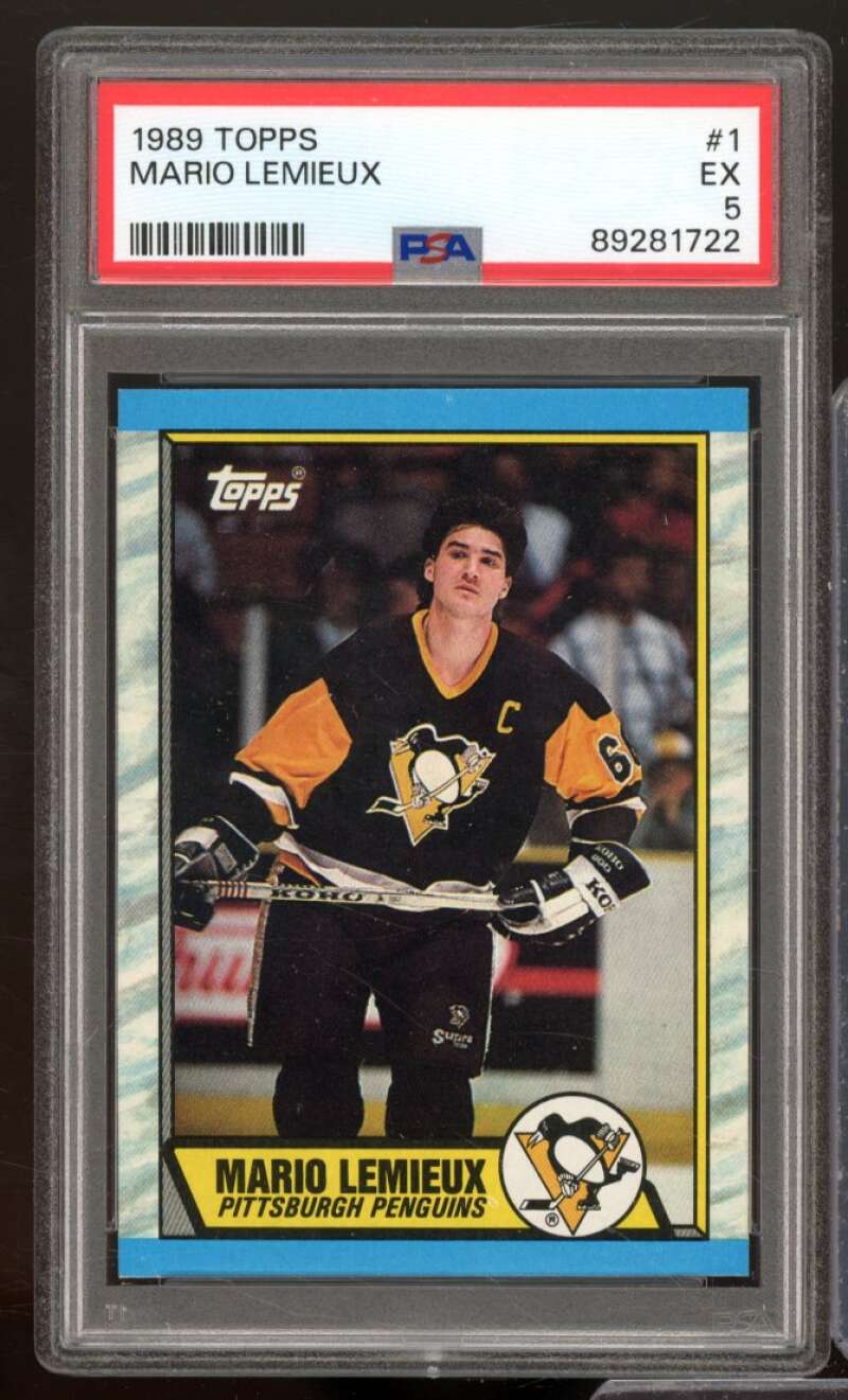 Mario Lemieux Card 1989-90 Topps #1 PSA 5 Image 1