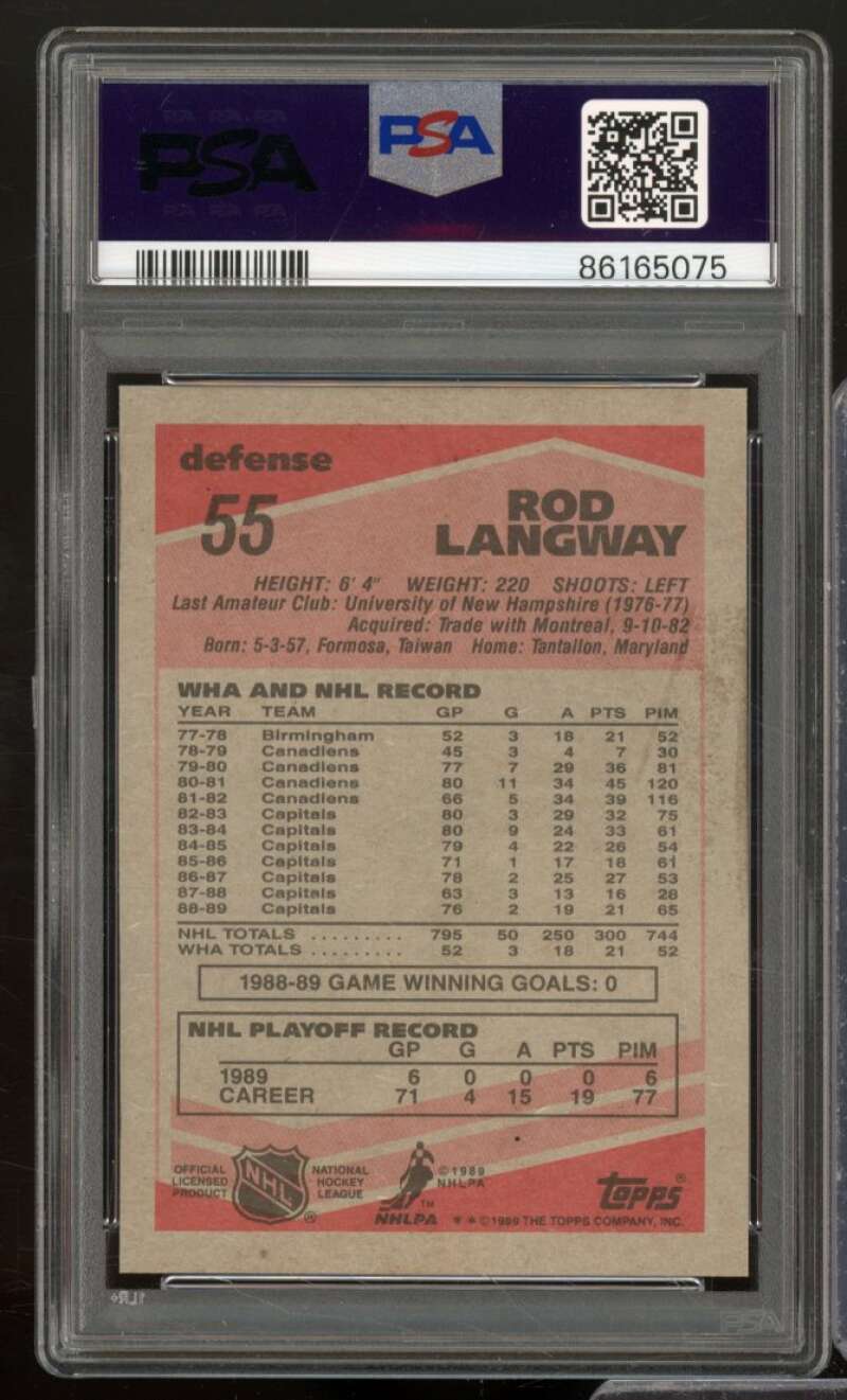 Rod Langway Card 1989-90 Topps #55 PSA 6 Image 2