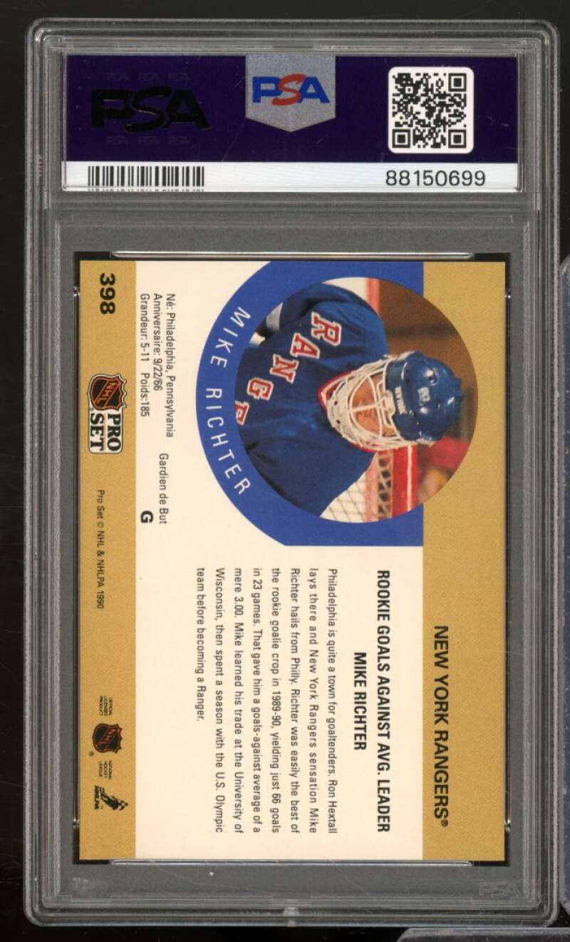 Mike Richter Card 1990 Pro Set #398 PSA 9 Image 2