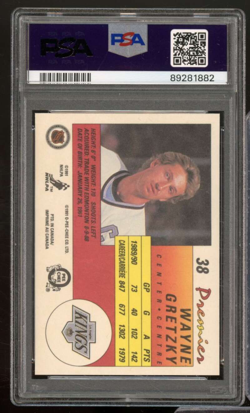 Wayne Gretzky Card 1990-91 O-Pee-Chee Premier #38 PSA 8 Image 2