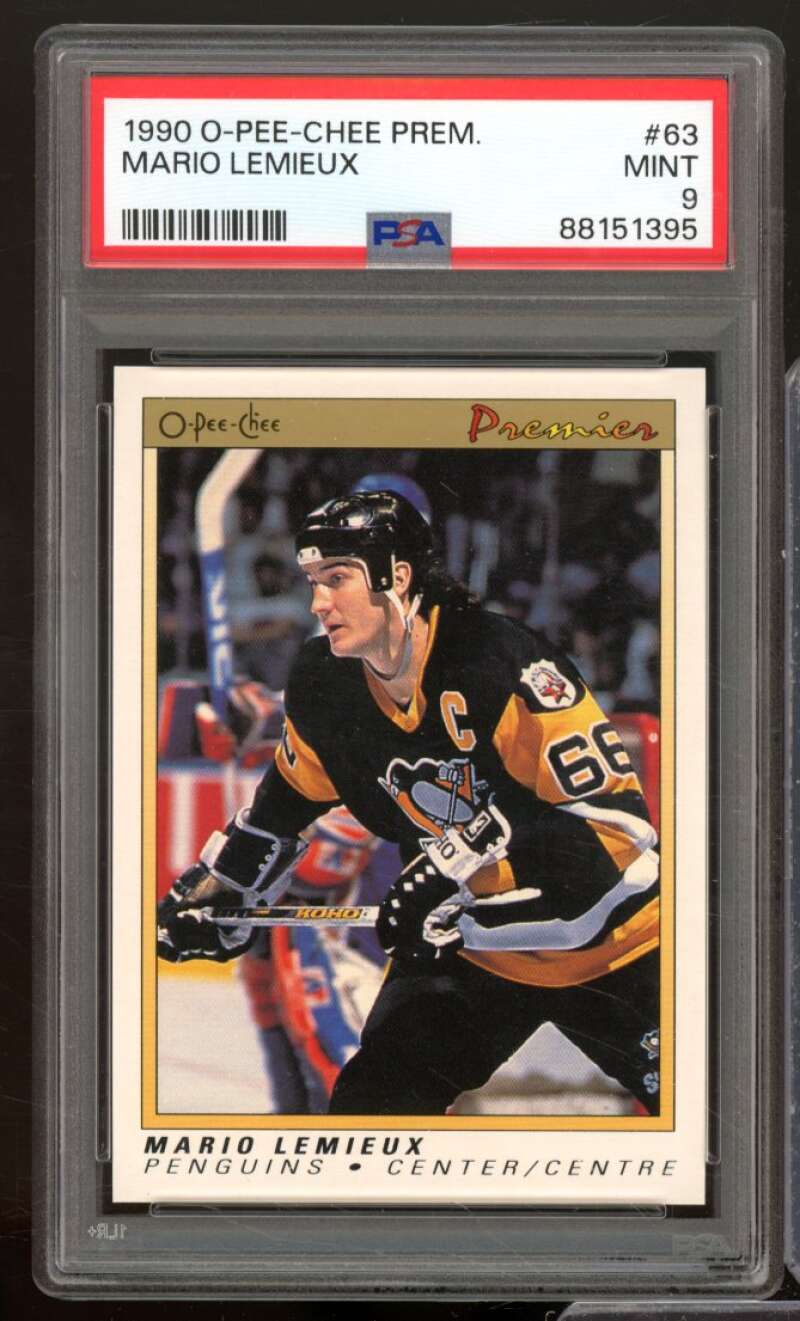 Mario Lemieux Card 1990-91 O-Pee-Chee Premier #63 PSA 9 Image 1