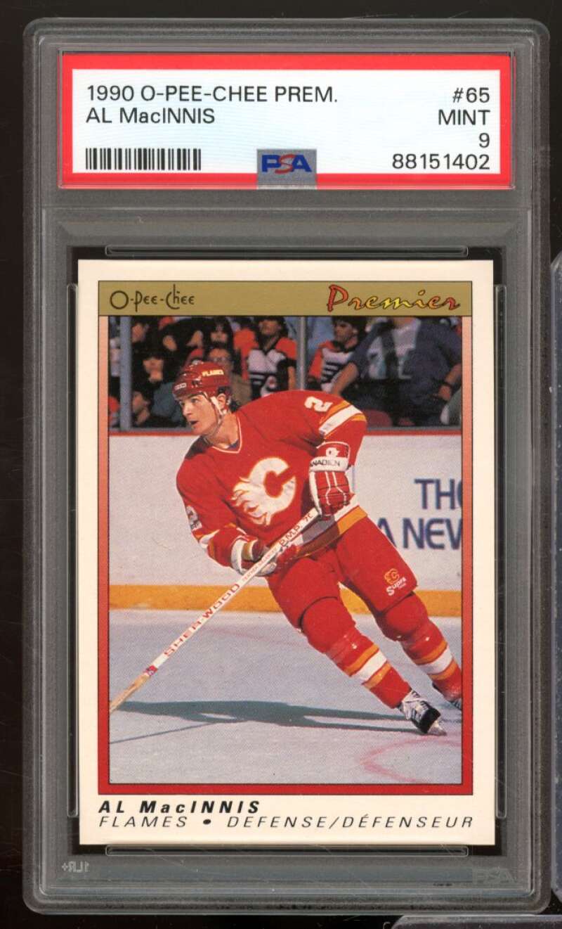 Al MacInnis Card 1990-91 O-Pee-Chee Premier #65 PSA 9 Image 1