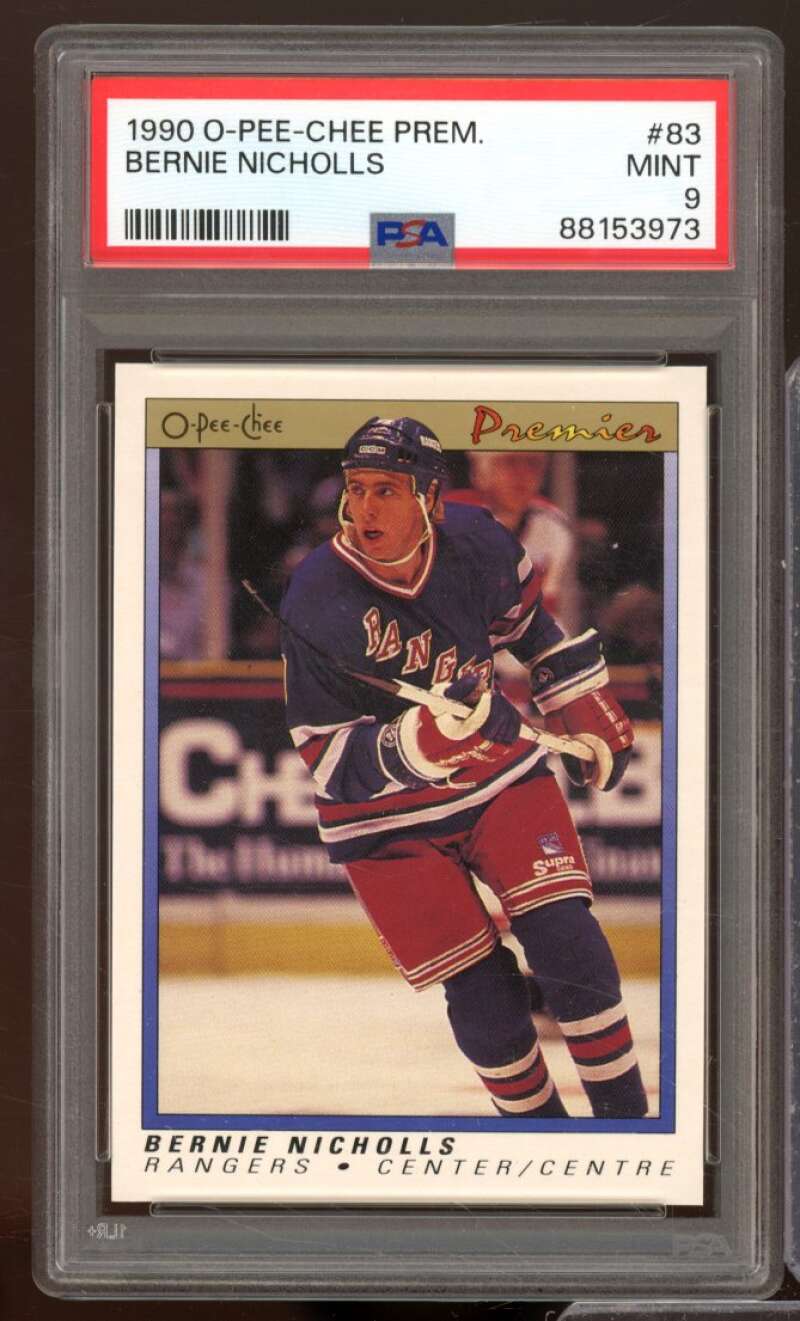 Bernie Nicholls Card 1990-91 O-Pee-Chee Premier #83 PSA 9 Image 1