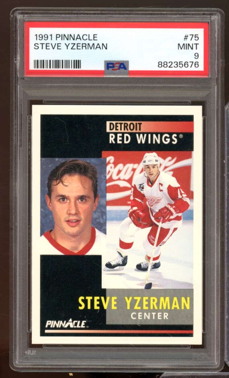 Steve Yzerman Card 1991-92 Pinnacle #75 PSA 9 Image 1