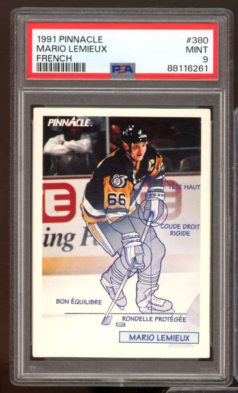 Mario Lemieux Card 1991-92 Pinnacle French #380 PSA 9 Image 1