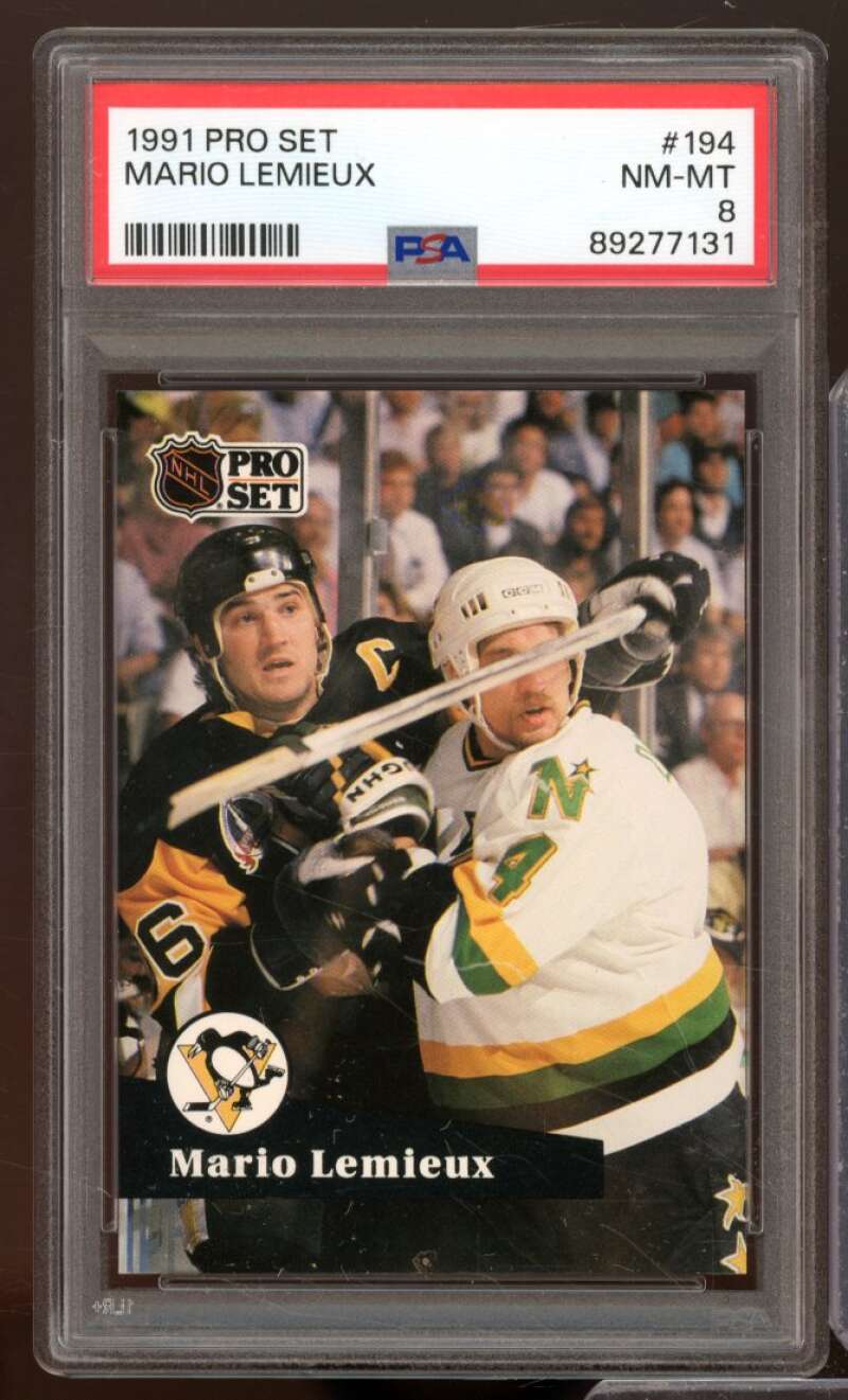 Mario Lemieux Card 1991-92 Pro Set #194 PSA 8 Image 1