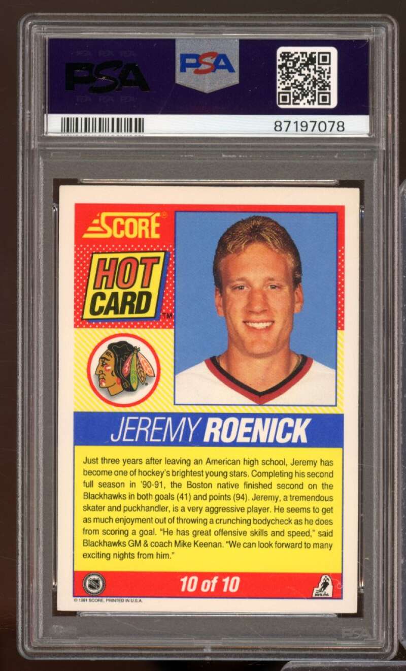 Jeremy Roenick Card 1991-92 Score Hot Card #10 PSA 7 Image 2