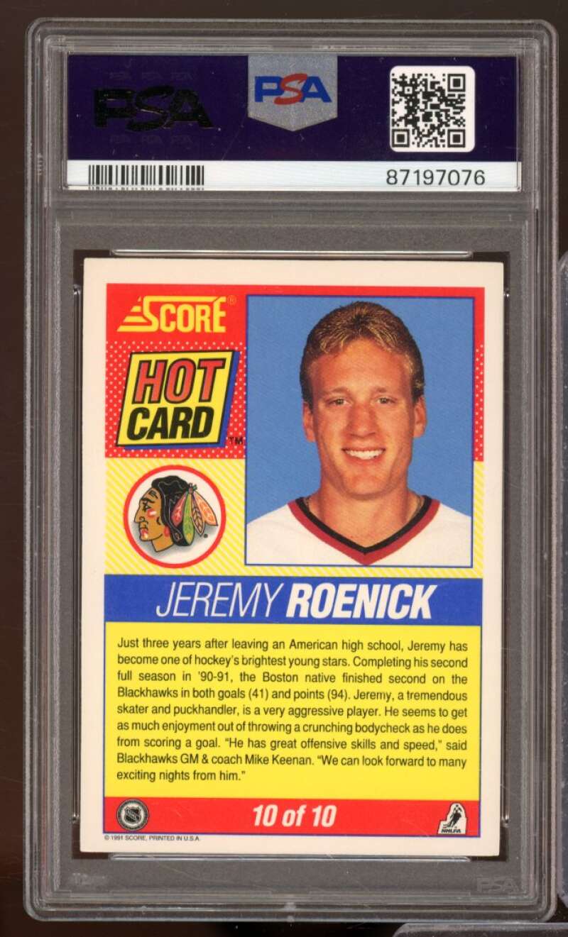 Jeremy Roenick Card 1991-92 Score Hot Card #10 PSA 9 Image 2