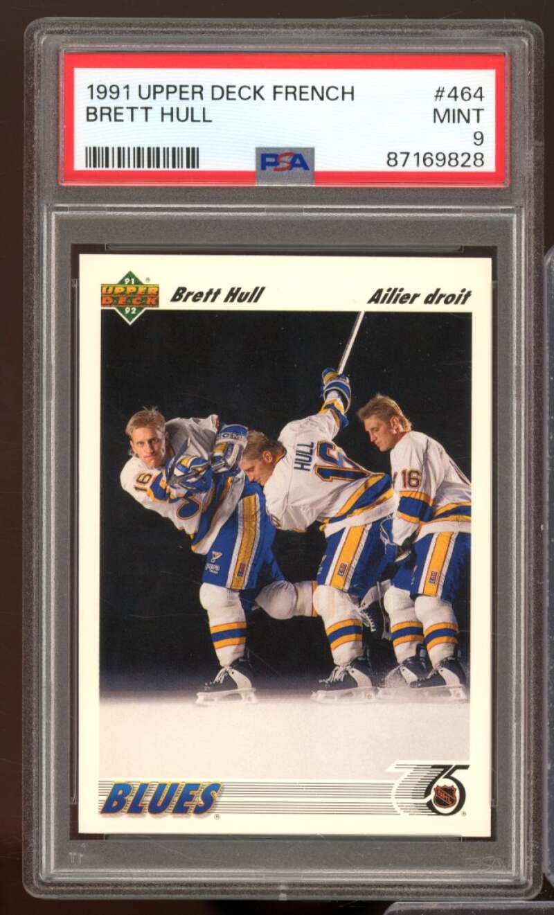 Brett Hull Card 1991-92 Upper Deck French #464 PSA 9 Image 1