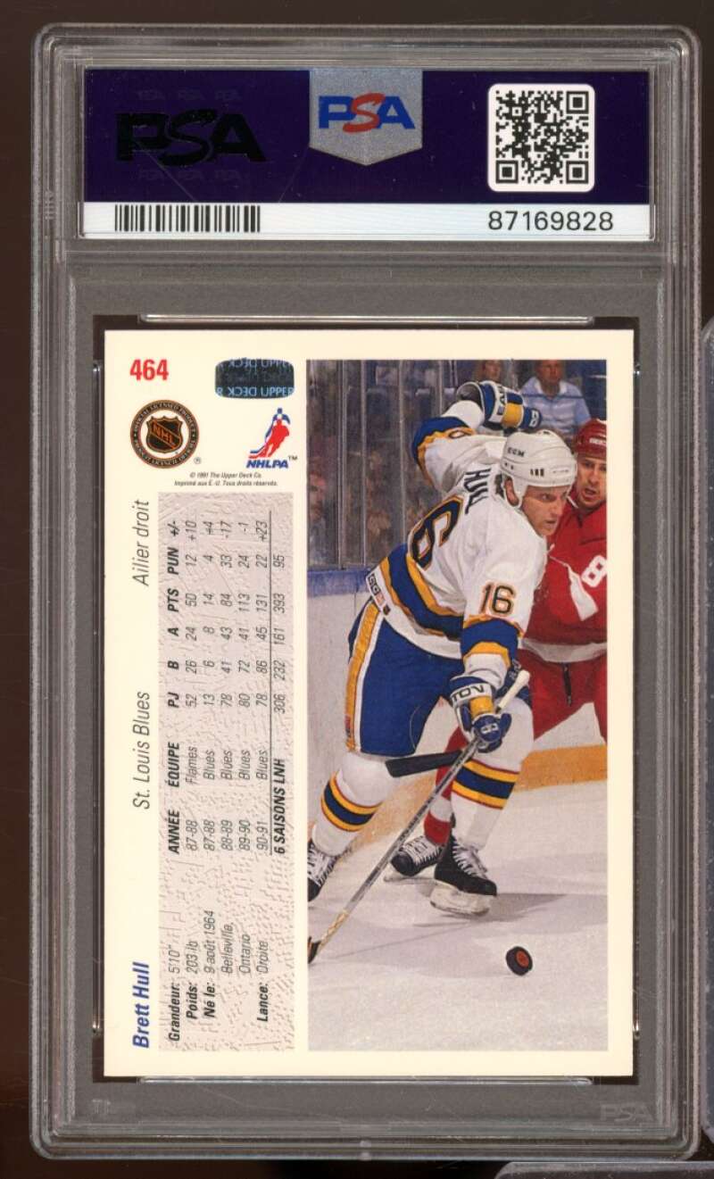 Brett Hull Card 1991-92 Upper Deck French #464 PSA 9 Image 2