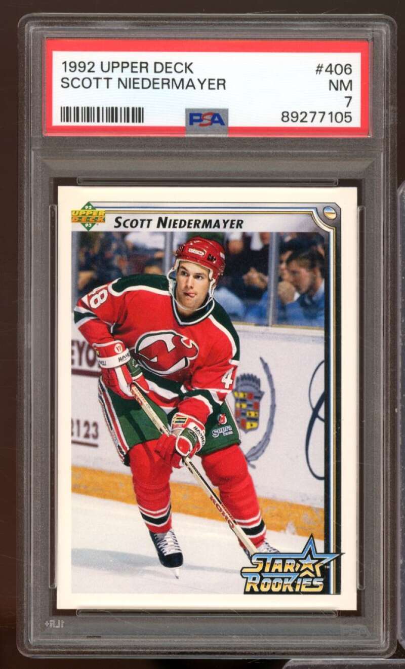 Scott Niedermayer Rookie Card 1992-93 Upper Deck #406 PSA 7 Image 1