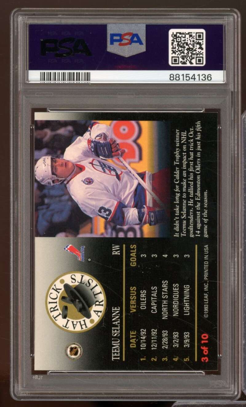 Teemu Selanne Card 1993-94 Leaf #3 PSA 7 Image 2