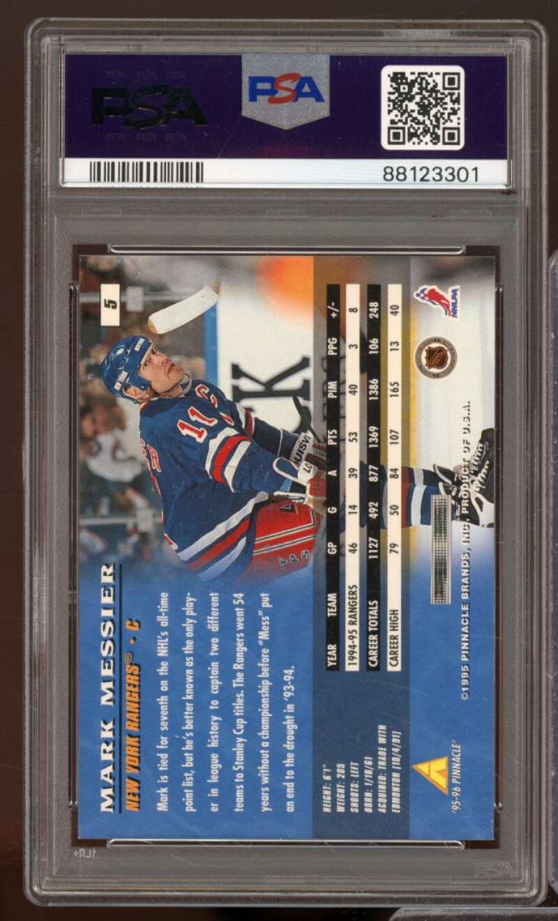 Mark Messier Card 1995-96 Pinnacle #5 PSA 9 Image 2