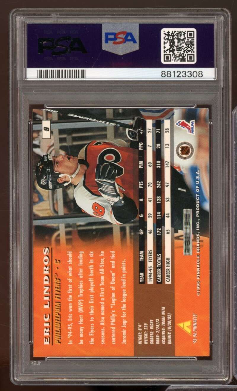 Eric Lindros Card 1995-96 Pinnacle #9 PSA 9 Image 2