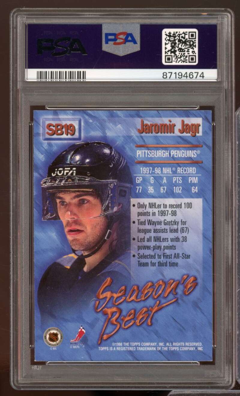 Jaromir Jagr Card 1998-99 Topps #SB19 PSA 7 Image 2