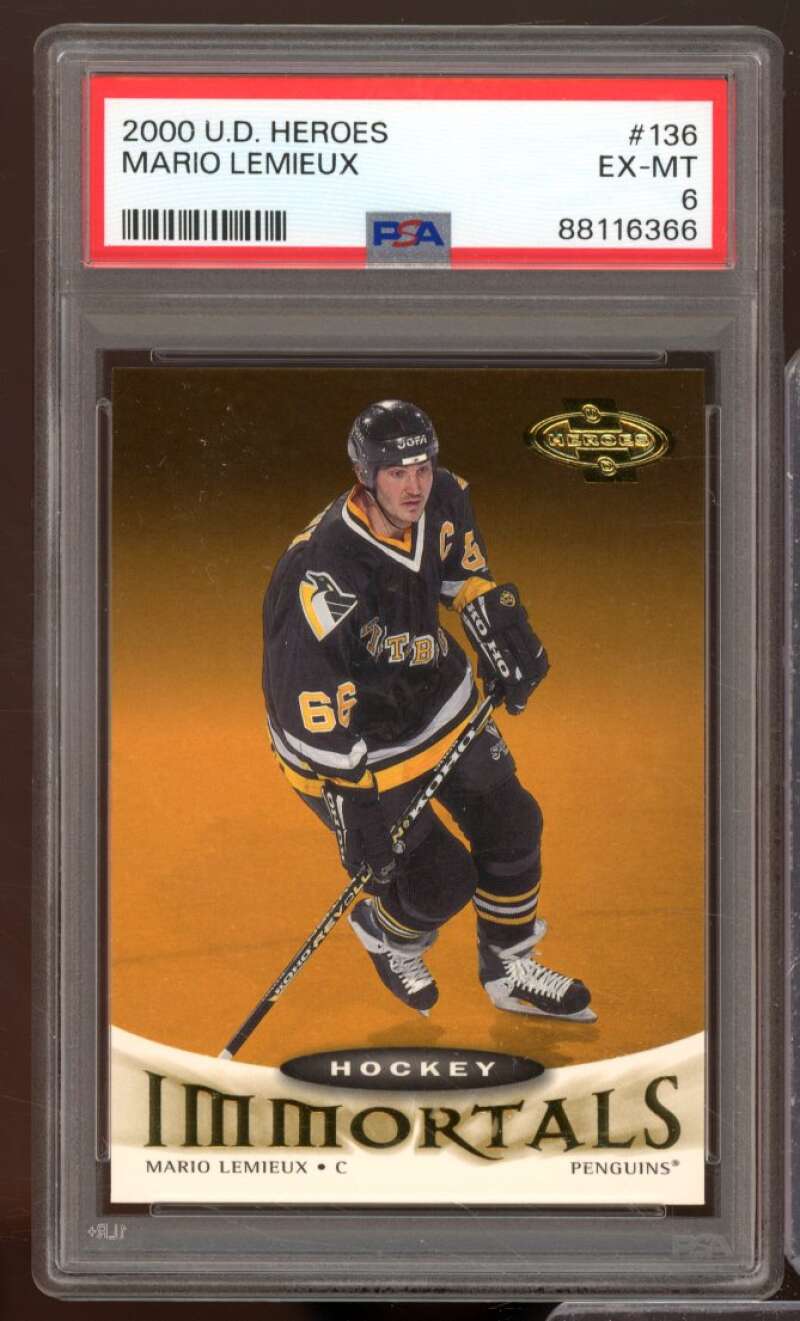 Mario Lemieux Card 2000-01 Upper Deck Heroes #136 PSA 6 Image 1