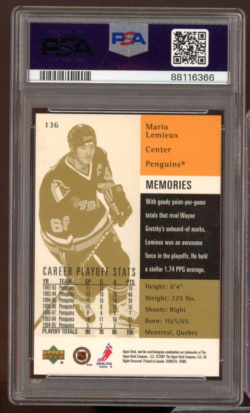 Mario Lemieux Card 2000-01 Upper Deck Heroes #136 PSA 6 Image 2