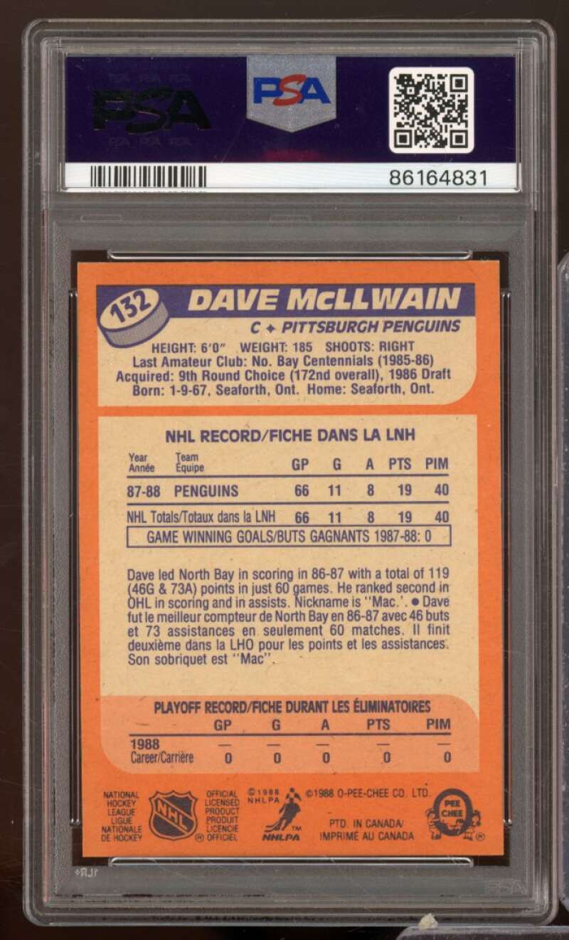 Dave McLlwain Rookie Card 1988-89 O-Pee-Chee #132 PSA 8 Image 2