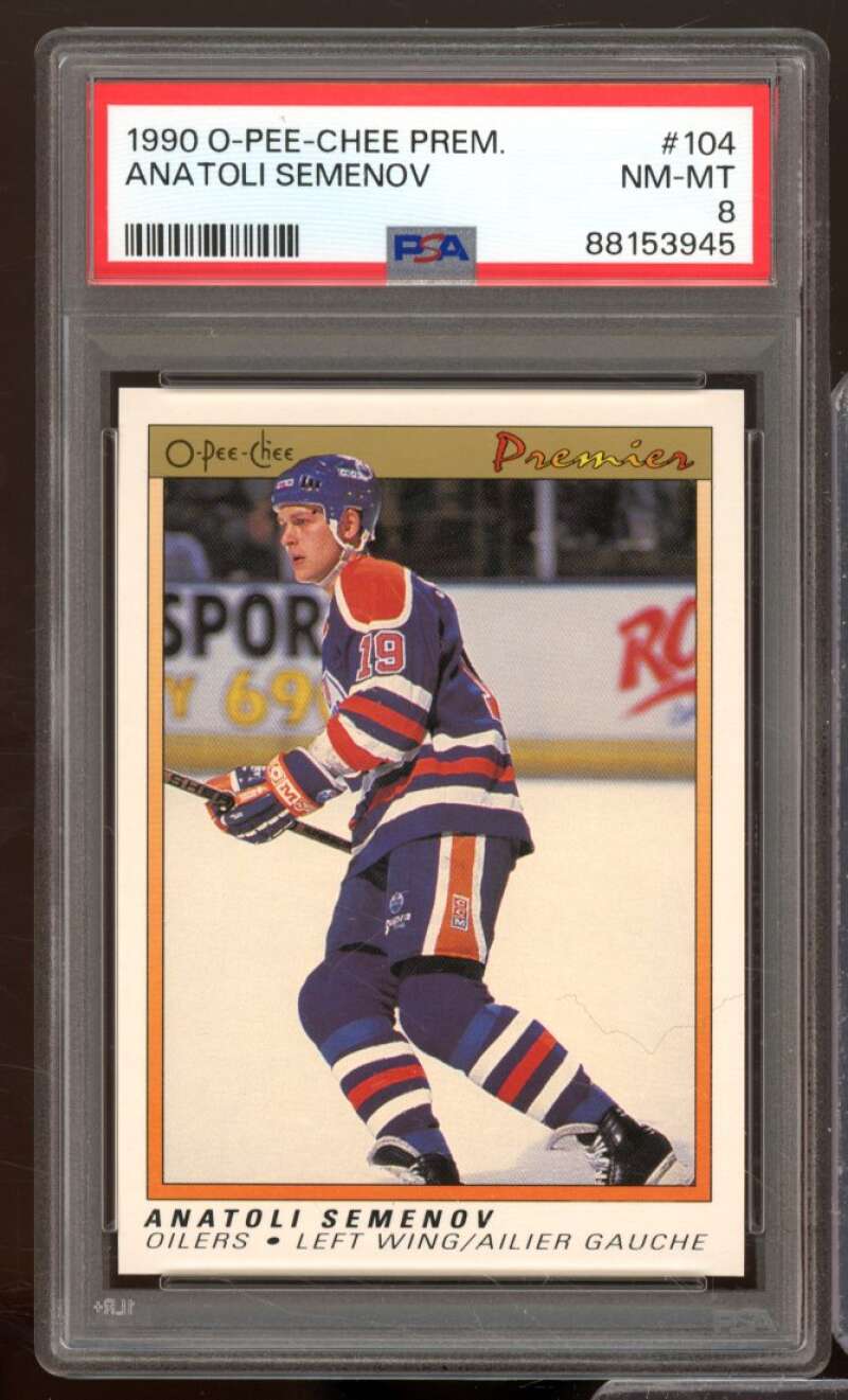 Anatoli Semenov Rookie Card 1990-91 O-Pee-Chee Premier #104 PSA 8 Image 1