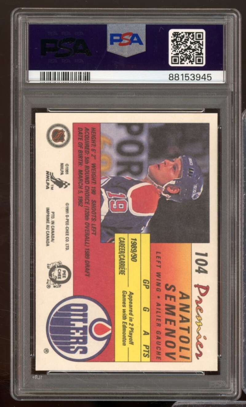 Anatoli Semenov Rookie Card 1990-91 O-Pee-Chee Premier #104 PSA 8 Image 2