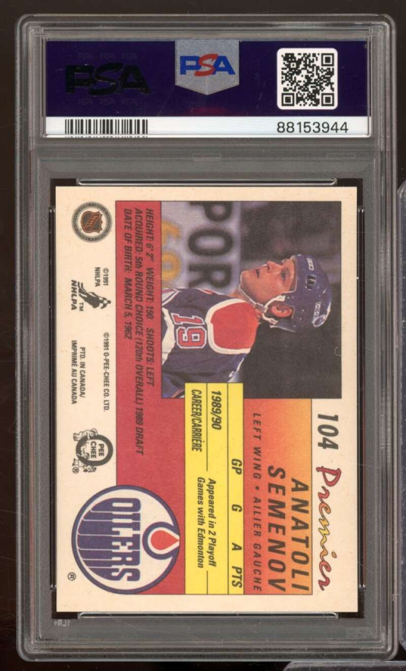 Anatoli Semenov Rookie Card 1990-91 O-Pee-Chee Premier #104 PSA 9 Image 2