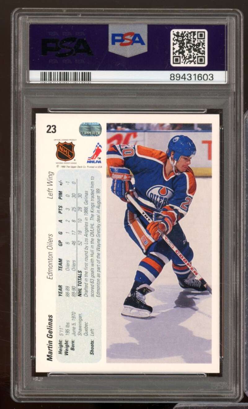 Martin Gelinas Rookie Card 1990-91 Upper Deck #23 PSA 7 Image 2