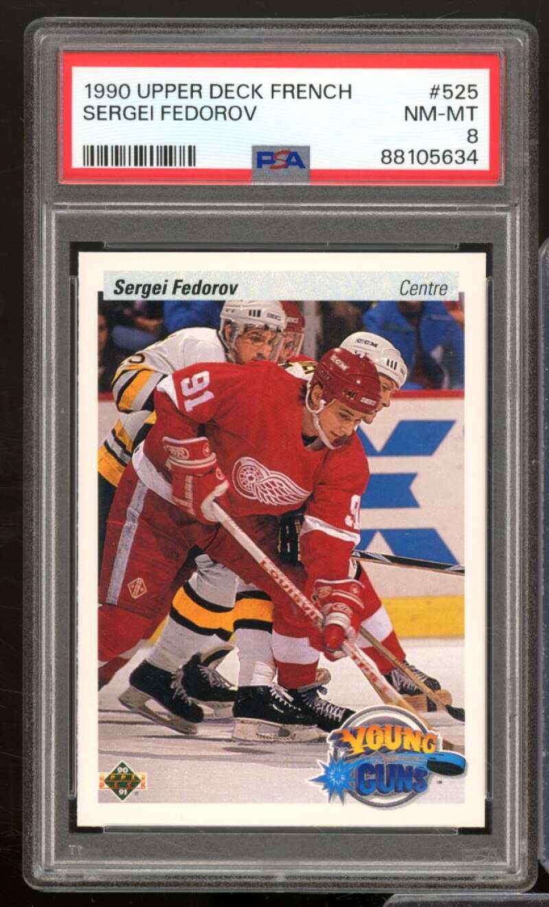 Sergei Fedorov Rookie Card 1990-91 Upper Deck French #525 PSA 8 Image 1